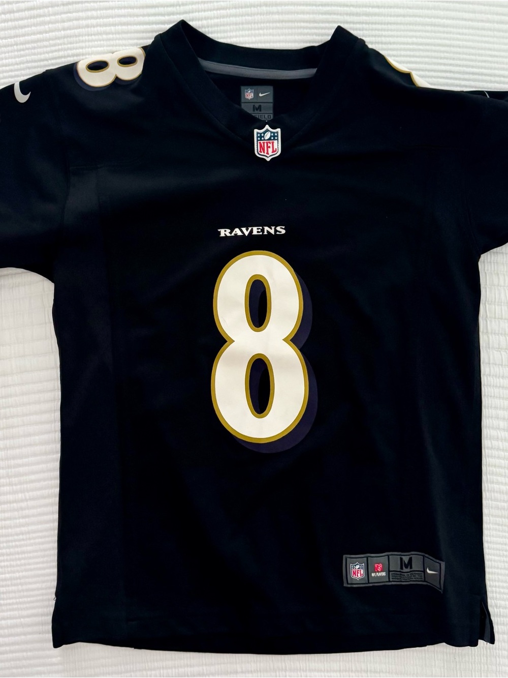 Nike Baltimore Ravens Jersey Black with Gold & White #8 Jackson Youth Mediu